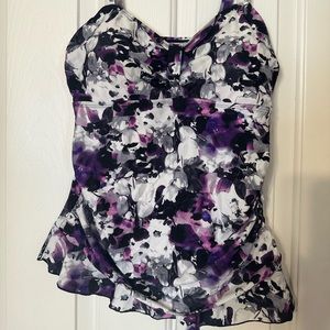 Husmeu Tankini swimsuit top and new bottom purple, black, gray, and white